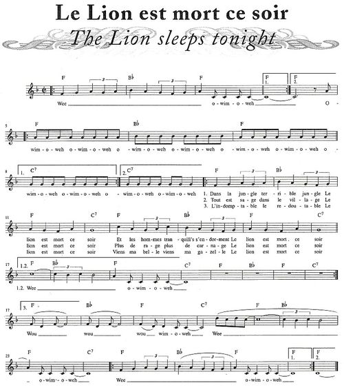 Le Lion Est Mort Ce Soir Parole Francais PDF Chanson: Le Lion est Mort Ce Soir 5ème Musique PDF Télécharger Download